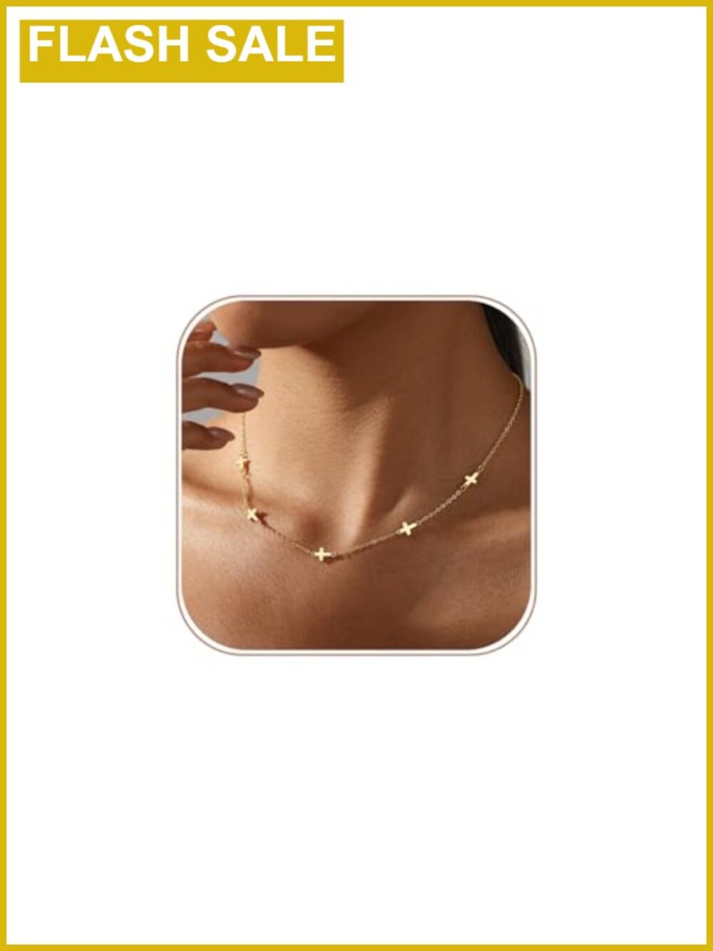 14K gold plated cross necklace 15 inch chain